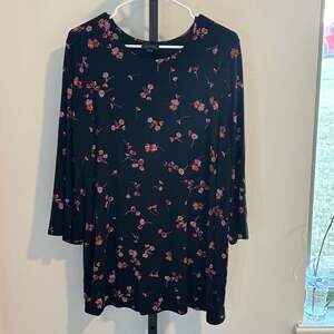 J. Jill Wearever Collection Floral Print Long Sleeve Tunic Top
